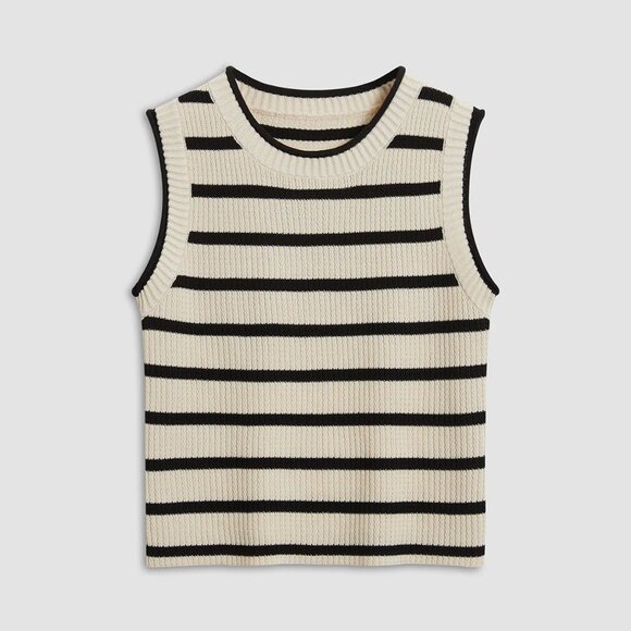 Commense Leisure Stripe Knit Crop Top - Picture 1 of 2